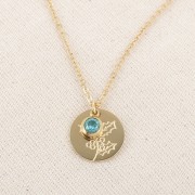 Breloque pierre naissance oxyde zirconium 6mm Décembre Acier inox 304L  Doré - Blue