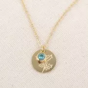 Breloque pierre naissance oxyde zirconium 6mm Décembre Acier inox 304L  Doré - Blue