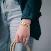 Breloque carrée 11x7 mm en pierre gemme facettée - Doré à l'or fin - Amazonite x1