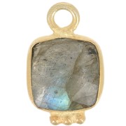 Breloque carrée 11x7mm en pierre gemme facettée- Doré à l'or fin - Labradoritex1|raw }}
