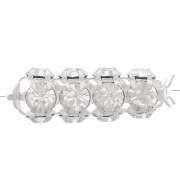 Perle tube avec cabochons en cristal Preciosa 20x7 mm - Argenté - Crystal x1