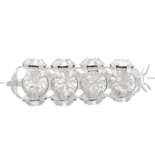 Perle tube avec cabochons en cristal Preciosa 20x7 mm - Argenté - Crystal x1