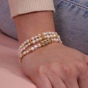 Perle tube avec cabochons en cristal Preciosa 20x7 mm - Argenté - Crystal x1