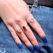 Bague druzy en pierre gemme - Taille 48 à 56 - Argent 925 - Grenat x1