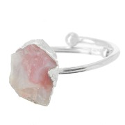 Bague druzy en pierre gemme - Taille 48 à 56 - Argent 925 - Opale rose x1|raw }}