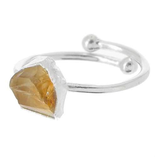 Bague druzy en pierre gemme - Taille 48 à 56 - Argent 925 - Citrine x1