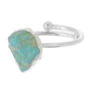 Bague druzy en pierre gemme - Taille 48 à 56 - Argent 925 - Turquoise naturelle x1|raw }}
