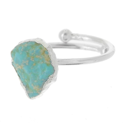 Bague druzy en pierre gemme - Taille 48 à 56 - Argent 925 - Turquoise naturelle x1