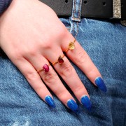 Bague druzy pierre Sillimanite teintée T.48 à 56 Arg 925 Doré Or fin - imit Rubis