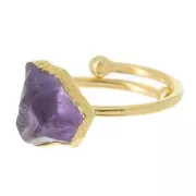 Bague druzy en pierre gemme - Taille 48 à 56 - Argent 925 Doré Or fin - Amethyste