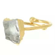 Bague druzy en pierre gemme T.48 à 56 - Argent 925 Doré Or fin - Cristal de roche