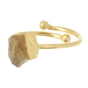 Bague druzy en pierre gemme - Taille 48 à 56 - Argent 925 Doré Or fin - Citrine|raw }}