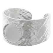 Bague serti cabochon fond plat 8 mm - Taille 52 à 58 - Argent 925 x1