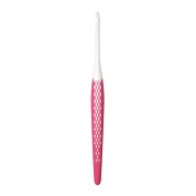Crochet pour laine en plastique ergonomique Prym - 4 mm - Blanc - Vieux rose x1