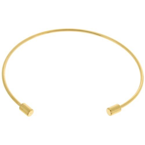 Bracelet jonc fin 1.7 mm avec tube dévissable - Acier inoxydable 304 Doré x17cm