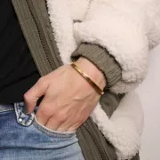 Bracelet jonc à clipser 3.75 mm - Acier inoxydable 304 Doré x19cm