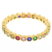 Bague fine avec Oxyde de zirconium - Taille 49 - Doré à l'or fin - Multicolore x1