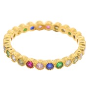 Bague fine avec Oxyde de zirconium - Taille 57 - Doré à l'or fin - Multicolore x1|raw }}