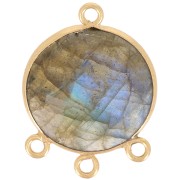 Pendentif chandelier 16mm en pierre gemme facettée - Doré à l'or fin - Labradorite|raw }}