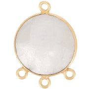 Pendentif chandelier 16mm pierre gemme facettée - Doré à l'or fin - Pierre de lune