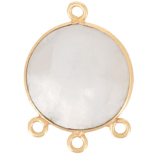 Pendentif chandelier 16mm pierre gemme facettée - Doré à l'or fin - Pierre de lune