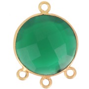 Pendentif chandelier 16 mm pierre gemme facettée teintée - Doré Or fin - Onyx vert
