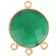Pendentif chandelier 16 mm pierre gemme facettée teintée - Doré Or fin - Onyx vert