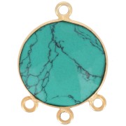 Pendentif chandelier 16 mm imit pierre gemme facettée - Doré Or fin - Turquoise