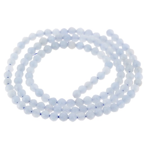 Perles rondes facettées 3 mm pierre gemme  - Anhydrite - Angélite x39cm