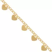Chaîne maille Rombo avec petits coeur 5.8 mm - Doré x50cm