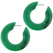 Créoles plates 47 mm en résine opaque - Vert foncé marbré x2