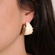 Créoles large 25 mm en résine opaque - Ambre foncé marbré x2