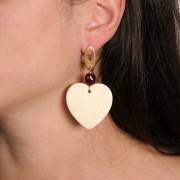 Pendentif coeur en résine transparente 36x36.5 mm - Ambre x1