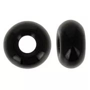 Perles gros trous - Donuts 14 mm - Opaque Noir x10