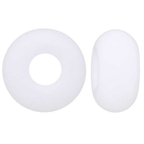 Perles gros trous - Donuts 14 mm - Opaque Blanc x10