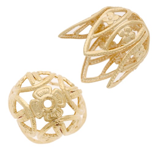 Coquille filigranée 13 mm - Doré à l'or fin x1