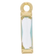 Breloque rectangle en verre 14x3 mm - Doré - Aquamarine x1|raw }}