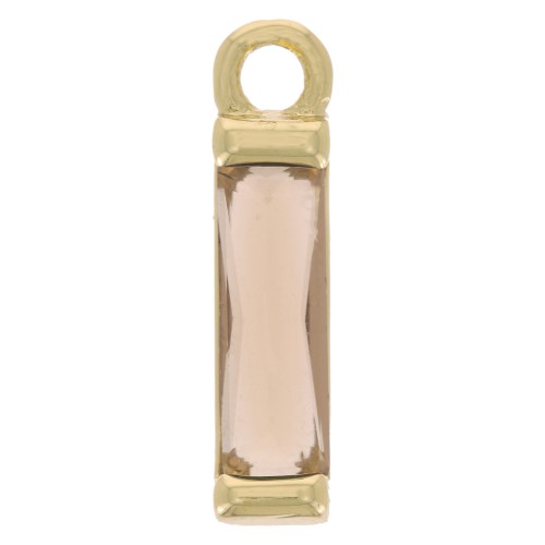 Breloque rectangle en verre 14x3 mm - Doré - Champagne x1
