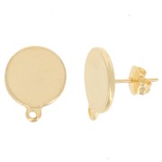 Clous d'oreilles disque 13 mm - Doré à l'or fin x2