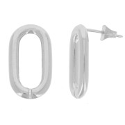 Boucles d'oreilles ovale évidé 21x11 mm - Rhodié x2|raw }}