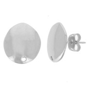 Clous d'oreilles ovale irrégulier 15x13 mm - Rhodié x2|raw }}