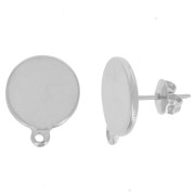 Clous d'oreilles disque 13 mm - Rhodié x2
