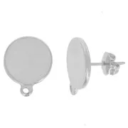 Clous d'oreilles disque 13 mm - Rhodié x2