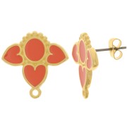 Clous d'oreilles coeurs 20 mm avec résine époxy - Doré à l'or fin - Hyacinth x2|raw }}