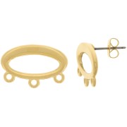 Clous d'oreilles ovales évidés 21x14 mm 3 anneaux fermés - Doré à l'or fin x2|raw }}