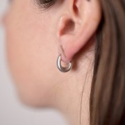 Boucles d'oreilles large 14x8 mm - Placage Argent fin vieilli x2