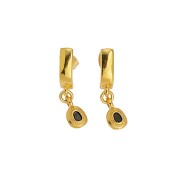 Clous d'oreilles barre 15x4 mm avec anneau fermé - Doré à l'or fin x2