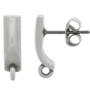 Clous d'oreilles barre 15x4 mm avec anneau fermé - Placage Argent fin vieilli x2|raw }}