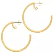 Créoles ouvertes 42 mm avec un anneau - Doré à l'or fin x2