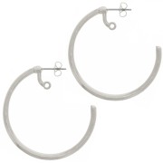 Créoles ouvertes 42 mm avec un anneau - Placage Argent fin vieilli x2
